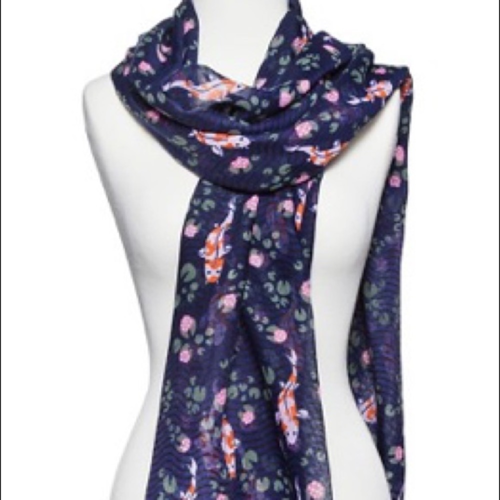 Printed Village Koi Pond Lily Pad Scarf